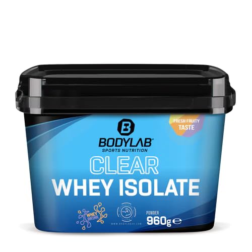 Bodylab24 Clear Whey Isolate Grüner Apfel 960g, Eiweiß-Shake aus bis zu 96% hochwertigem Molkenprotein-Isolat, erfrischend fruchtiger Drink, Whey Protein-Pulver kann den Muskelaufbau unterstützen