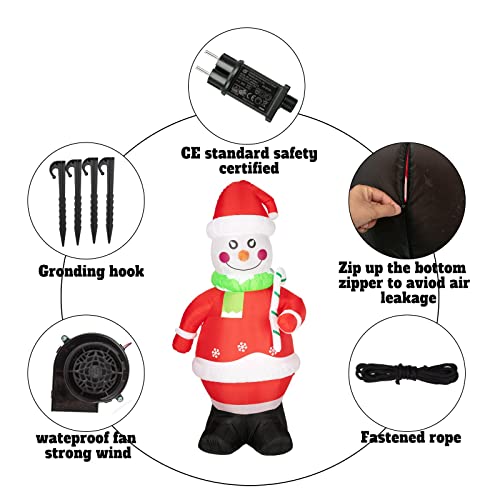 7Ft Christmas Inflatable Snowman Xmas Snowman Blow Up Yard Decor Christmas Outdoor Decorations, Built-in LED Lights, Stakes for The Yard, Lawn, Garden