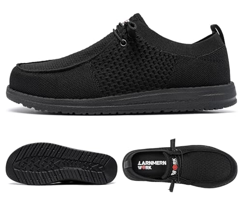 Larnmern Slip On Steel Toe Shoes Men Lightweight Comfortable Walking Sneakers Safety Work Steel Toe Loafers thumb #1