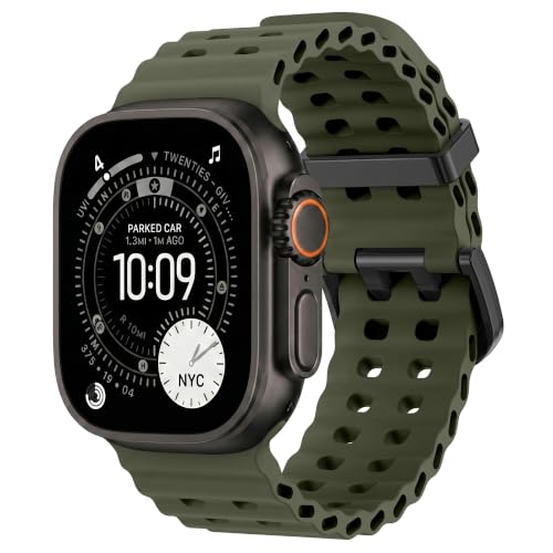Image of Ocean Band Compatible with Apple Watch Strap 49mm 46mm 45mm 44mm 40mm 41mm 42mm Silicone Replacement Band for Series 12 11 10 9 8 7 6 5 4 SE Ultra 3 Strap