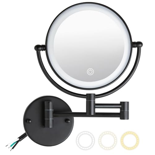 Matte Black Hardwired LED Makeup Mirror