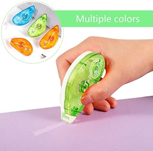 4 Pcs Glue Roller, Adhesive Glue Tape Double Sided Tape Dispenser for Crafting Cards Photo Album Journal Scrapbooking, 8mm x 8m(Random Color)