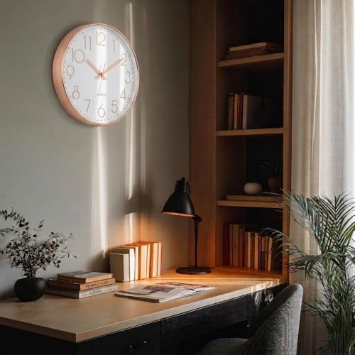 Image of STAR WORK Premium Wall Clock 12 inch Inch Silent Non-Ticking Quartz Movement | Easy to Read 3D Numbers | Modern Analog Clock for Home Decor, Living Room, Bedroom, Office (Vanilla Gold, 12-Inch (30Cm))
