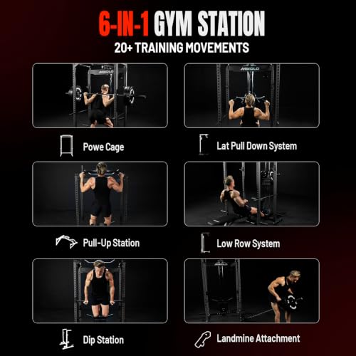 Image of Mikolo F4 2.0 Power Cage with Dual-Track Smooth Pulley System, 1200LBS Power Rack with Leg Hold-Down for Heavy LAT Pulldowns
