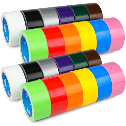 Image of Colored Duct Tape 24 Rolls, 2 in x 20 yd, Rainbow Tape for DIY Crafts