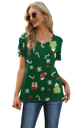 Image of RUBZOOF Women's Short Sleeve Pajama Sets with Pockets Casual V Neck 2 Piece Lounge Sets S-3XL