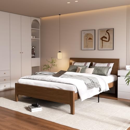 Vovuvk XGB Queen Solid Wood Bed Frame With Headboard, Mid Century Modern Wooden Platform Bed, Wooden Bed Slats, No Box Spring Needed, Noise Free Easy Assembly thumb #4