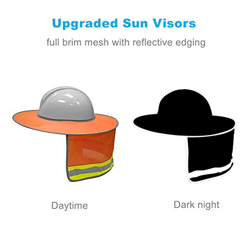Image of XIAKE Hard Hat Sun Shield Full Brim Mesh Sunshade High Visibility, Neon Orange, 2 Pack
