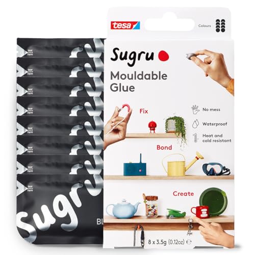 Sugru by tesa - Pâte Fixante Polyvalente à Modeler en Lot de 8 x 3.5 g - Pâte Durcissante Adhésive Polyvalente - Pour Réparer, Coller et Fixer sans Percer...