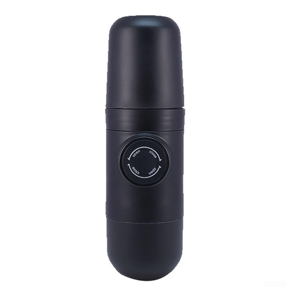 Portable Manual Espresso Maker for Ground Coffee, Compact Travel Coffee Machine with Foldaway Handle, ABS Material, 20x6cm, Black