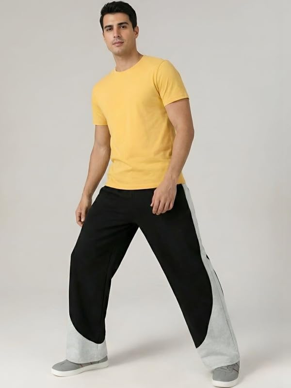 Image of Men's Plain Loose Fit Trouser | Polycotton Joggers with Elastic Waistband & Side Pockets | Comfortable Gym, Running & Casual Wear Lower