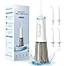 Munddusche Kabellos Wasser Flosser für Zahnreinigung - DIY-stufige Wasserstrahlintensität, mit 3 Verschiedene Funktionsdüsen, 250ML abnehmbarer Wassertank IPX7 wasserdicht, USB-Aufladung (Weiß)
