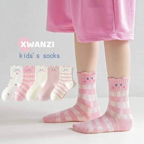 Kid Socks Mid-Calf Colorful Ruffle Crew Socks Cute Soft Novelty Socks for Girls 5 Pairs3