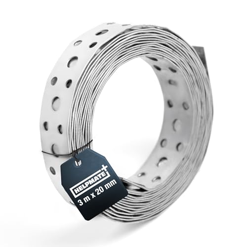 HELPMATE Lochband 3 m Stahl sendzimirverzinkt 20 mm Breite 0 8 mm Stärke Montageband für Bau Werkstatt & DIY robustes Befestigungsband für vielseitige Anwendungen