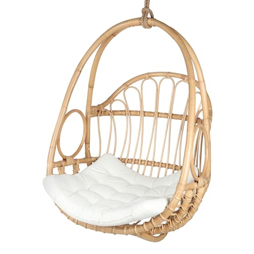 Image of Habere India-All The Cultures Fabricating India Cane Swing Chair | Cane Hanging Chair | Indoor Bamboo Swing Chair | Bamboo Hammock Swing (W:75 x D:62 x H:108 cm)