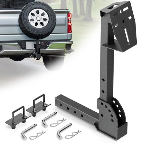 EYOUHZ EYOHZ Hitch Mounted Spare Tire Carrier Universal Adjustable Spare Tire Mount for 2 Inch Receiver Fits 4/5/6/8 Lug Trailer Wheels for Truck Trailer SUV & Off-Road