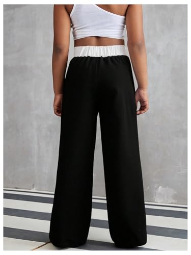 Verdusa Girl's Striped Wide Leg Athletic Pants Streetwear Loose Drawstring Waist Trousers2