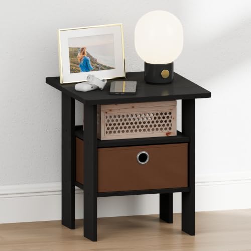 Furinno TIDUR 3-Tier Night Stand, Nightstand with Storage Bin, Americano - image 2