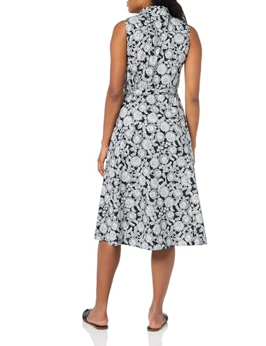 Image of Tommy Hilfiger Women's Sleeveless Collared Button Front Tie Waist Midi Shirt Dress