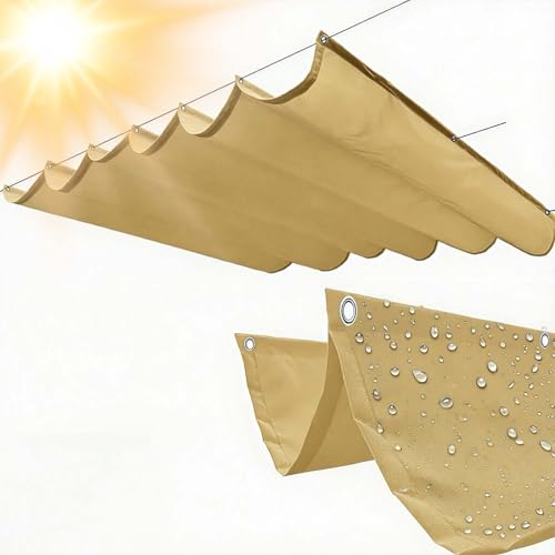 Voile d'ombrage vague rétractable 210x445 cm jaune sable PES