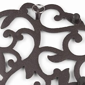 GASARE Cast Iron Trivet for Hot Dishes Pots and Pans Metal Trivet Vine Plant Design Rubber Feet Caps Ring Hanger 8 Inches Brown 1 Unit