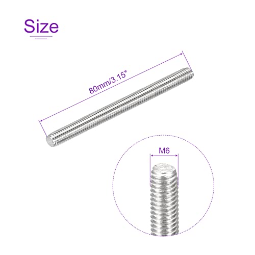 DMiotech 20Pack M6x80mm Fully Threaded Rod 304 Stainless Steel Right Hand Threads Rod Bar Studs Clamps and U-Bolts - Image 3