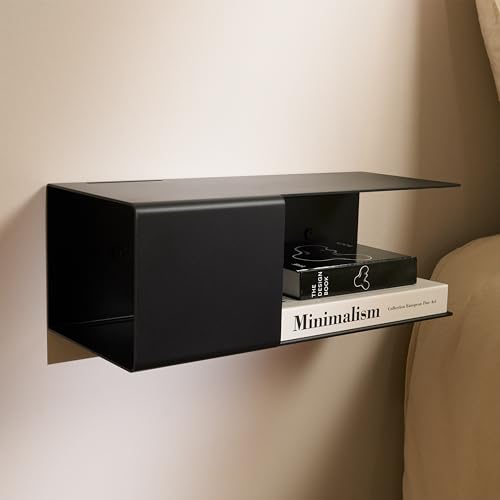 Designfabrik Hamburg Design Hambourg Table de Chevet Murale | Table de Nuit étroite avec Rangement dissimulé et Passe-câble | Chevet Suspendu Moderne pour...