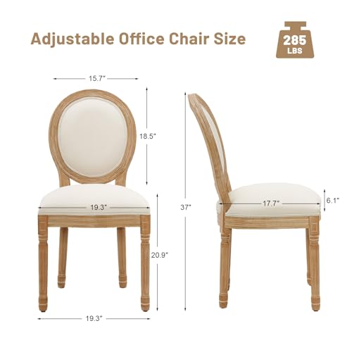 Furniliving French Country Dining Chairs Set of 4, Upholstered Dining Room Chairs with Round Back Farmhouse Kitchen Chairs for Living Room, Kitchen, Restaurant (Beige-Round) - Thumbnail 3