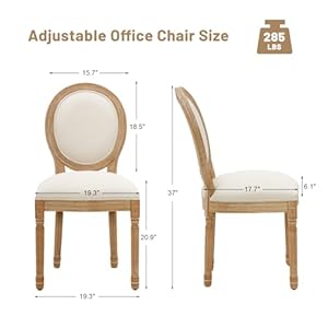 Furniliving French Country Dining Chairs Set of 2 Upholstered Dining Room Chairs with Round Back Farmhouse Kitchen Chairs for Living Room Kitchen Restaurant Beige Round