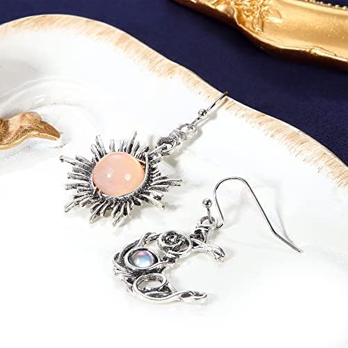 Kakonia 9Pairs Bohemian Dangle Earrings for Women Vintage Turquoise Moonstone Teardrop Water-drop Pendants Abstract Sunflower Bees Charm Boho Earring Jewellery
