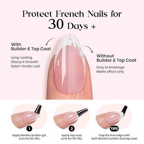 Image of Beetles French Tip Press On Nails-224 Pcs 7 Colors, Short Almond Classic Fake Nail Tips, Pastel Romance Macaron Soft Nails Gel False Nails Art DIY For Women