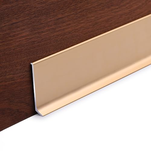 Raouoae Rodapié Decorativo Laminado 125 Cm* 4 Piezas Fácil Instalación Y Acabado Elegante para Salones Y Pasillos(Gold,Height: 8cm)