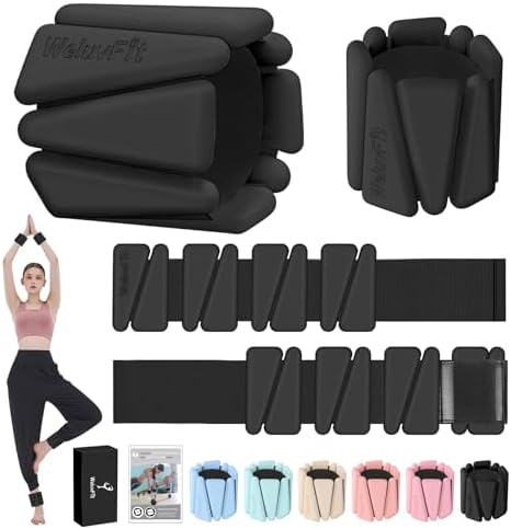 2LBS/4LBS Adjustable Wearable Pilates Wrist & Ankle Weights For Women & Men | Arm & Leg Weights Silicone Wrist Bangles For Home Gym Workout, Travel, Yoga, Barre, Strength Training-Set Of 2