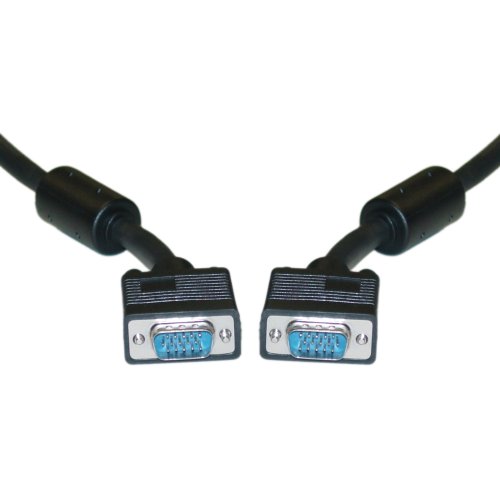 SVGA Cable with Ferrites, Black, HD15 Male, Coaxial Construction, Double Shielded, 1 foot