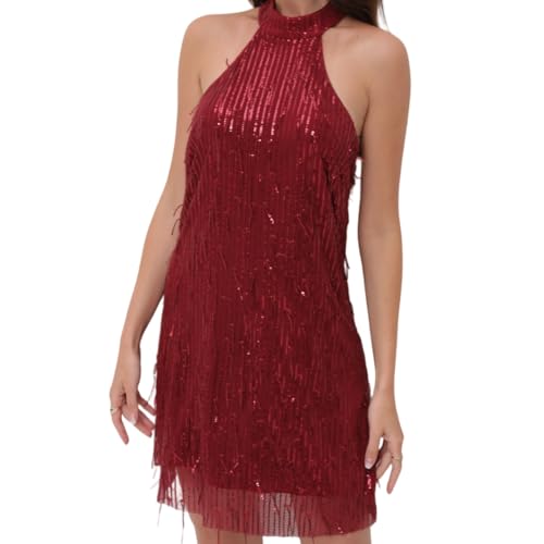 Image of women'Lace Tassels mini Dress Slip Sleeveless Party Club Dress