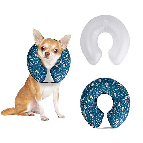 CuteBone Aufblasbares Weihnachts-Hundehalsband, Donut-Halsband mit abnehmbaren weichen Fleece-Bezügen für kleine/mittlere/große Hunde und Katzen nach Operationen GWB08M Cover