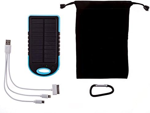 eConecTec (TM) Solar Phone Charger for USB Devices Including Smartphones,iPads iPods,etc 5000mA/H Solar Panel/Dual Hidden Ports,LED Lamp and Pouch
