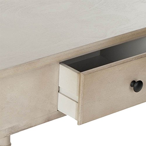 Image of SAFAVIEH Furniture - Gomez 1-Drawer Corner Table - Vintage Grey - Solid Wood - Classic Corner Storage Design - Ideal for Entryway, Living Room, Home Office, 33.1 inchW x 17.3 inchD x 28 inchH (AMH5709A)