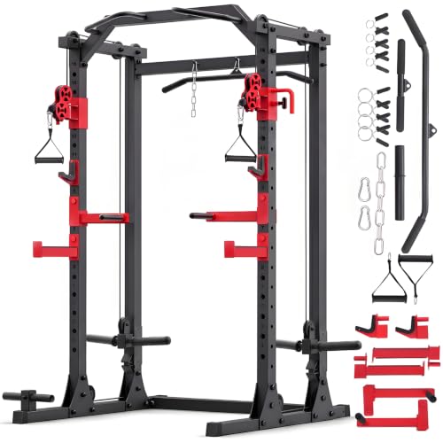Image of OPPSDECOR 2.0 PRO Power Cage Home Gym - 2000LBS Heavy Duty Power Rack with Independent Dual Pulley Cable Crossover System, Safety Bar, J-Hook, Pull-up Bar, Dip Station - 13.26 ft Compact Squat Rack