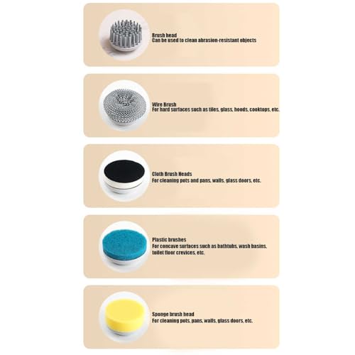 Image of Handheld Electric Spin Scrubber, Cordless Handheld Scrubber with Battery Level Display, Rechargeable Power Scrubber with 3 Adjustable Speeds & 5 Replaceable Heads for Kitchen, Bathroom, Sink, Window