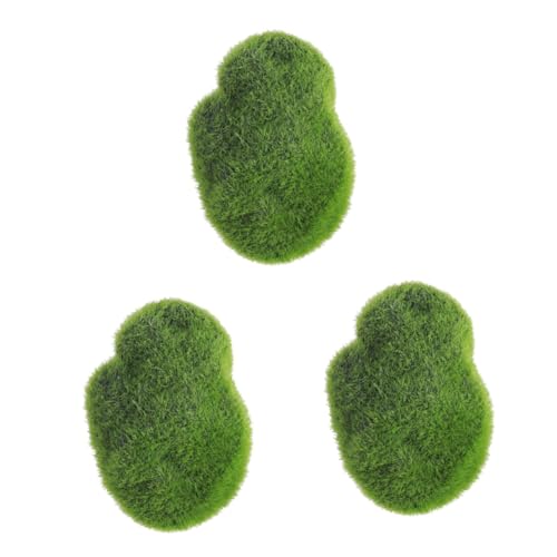 SEWACC 3pcs Fuzzy Balls for Planters Artificial Moss Cover Stones for Decor (Size S)