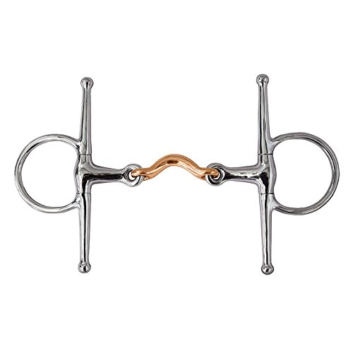 German Riding Schenkeltrense Edelstahl, doppelt gebrochen, Mundstück aus Kupfer 15,5 cm