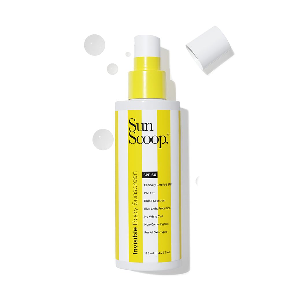 SunScoop Invisible Body SPF 60 PA++++ Sunscreen Spray For Women & Men With UV Filters Avobenzone & Octocrylene | Non-Comedogenic, Broad Spectrum, No White Cast | For Oily & Dry Skin | 125mL