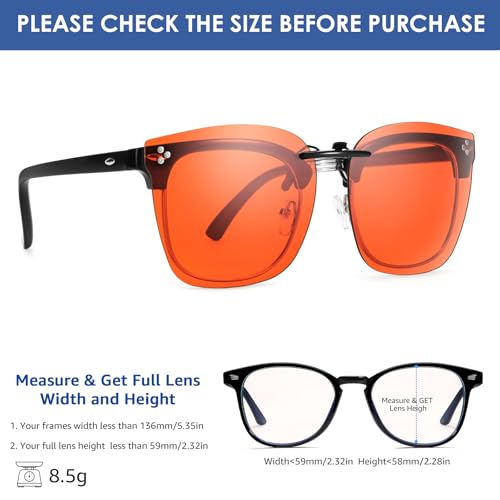 Image of DreamCalf 2 Pack Clip On Blue Light Blocking Glasses Improve Sleep Fit over Prescription Glasses for Women Men