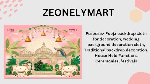 Image of Traditional Backdrop Decoration Cloths | Pooja Backdrop | gopuram backdrops | varalakshmi Backdrop Cloth | Lakshmi poja Decorations Cloth 6x8 feet