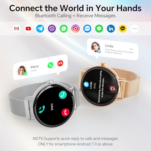 Image of Yoever Smart Watches for Men Women,1.57 inch HD 43mm Fitness Tracker Answer /Make Call, Heart Rate /Sleep /SpO2, Round Smart Watch for iPhone /Samsung /Android,IP68 Waterproof,110+ Sport Mode-Silver