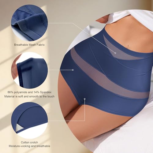 Image of Women Tummy Control Underwear,High Waisted Shapewear Panties,Silky Soft Full Coverage Stretch Ladies Brief Multipack