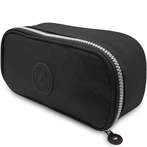 Estojo Escolar Feminino Masculino Grande Ziper Resistente Papelaria Fofa Infantil Lápis Canteas Marcadores Lapiseiras Borrachas Apontadores (Preto)