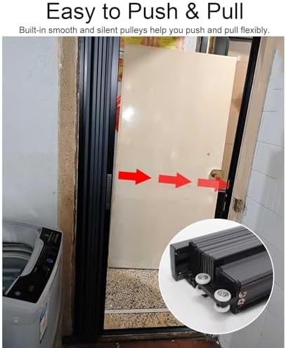 Customizable Accordion Folding Door with Lock & Key - Retractable Sliding Gate for Home & Bedroom Privacy - Metal Interior Door Screen, Kitchen Hardware, 35x80in (88.5x203cm)