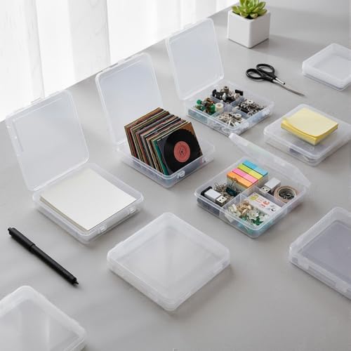 Image of Jetec 6 Pieces Mini Plastic Clear Beads Storage Containers Box for Collecting Small Items, Beads, Jewelry, Business Cards, Game Pieces, Crafts (5.9 x 5.9 x 1.5 Inch)